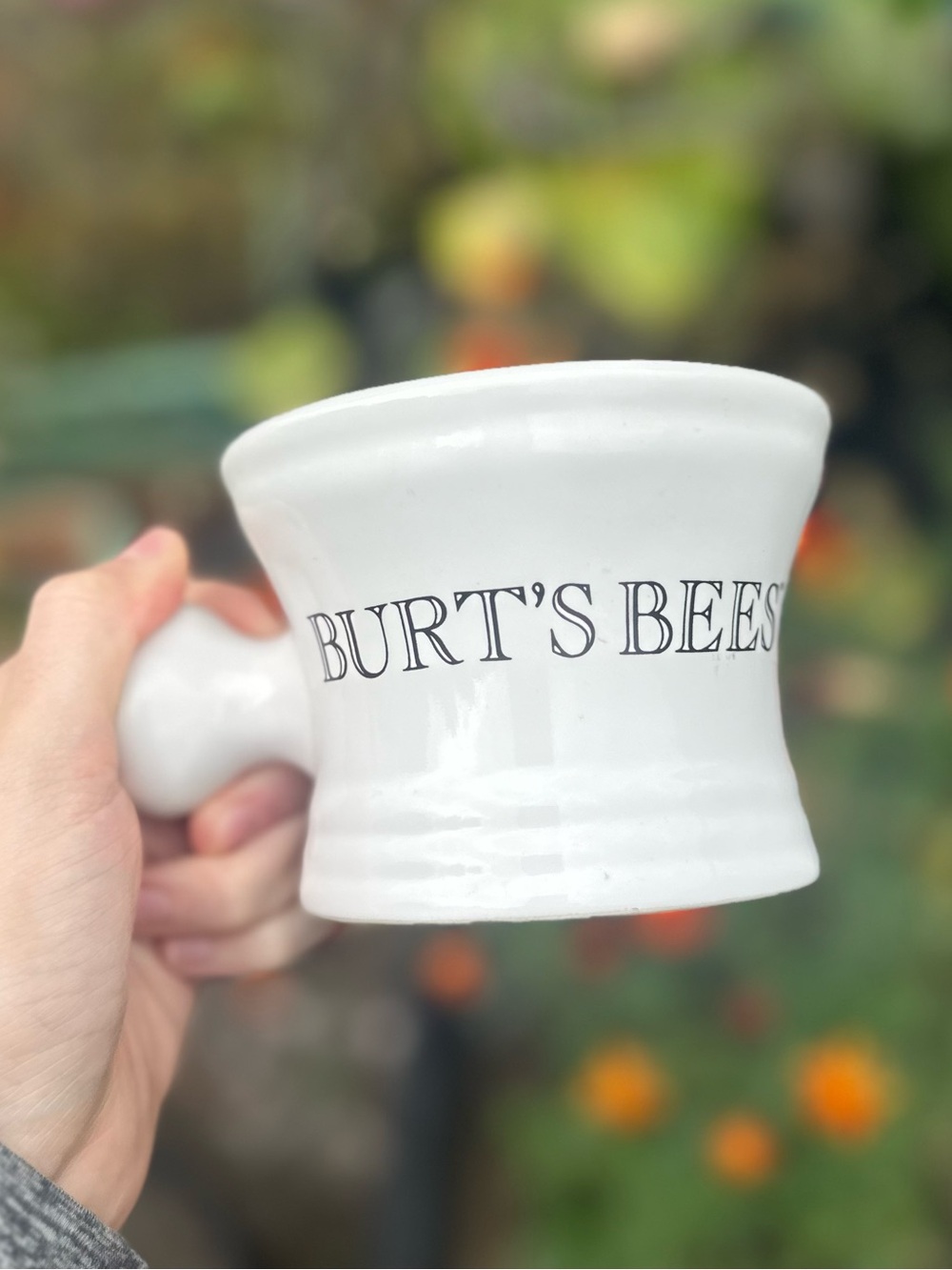 Vintage Burt’s Bees Ceramic Shaving Mug Cup Knob Handle Barber, Apothecary